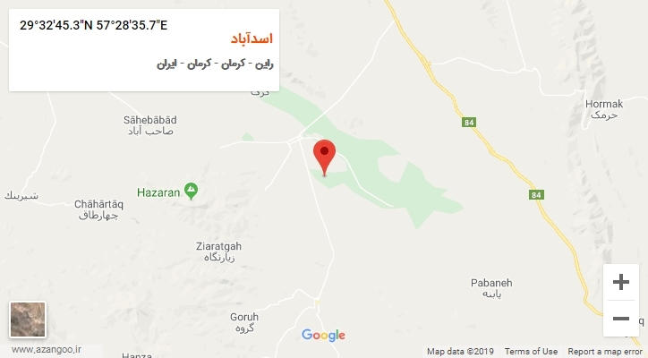 روستای اسدآباد بر روی نقشه