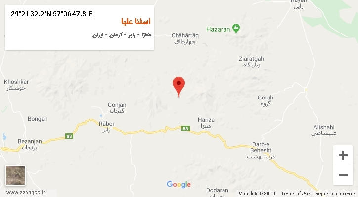 روستای اسفنا علیا بر روی نقشه