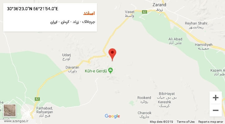 روستای اسفند بر روی نقشه