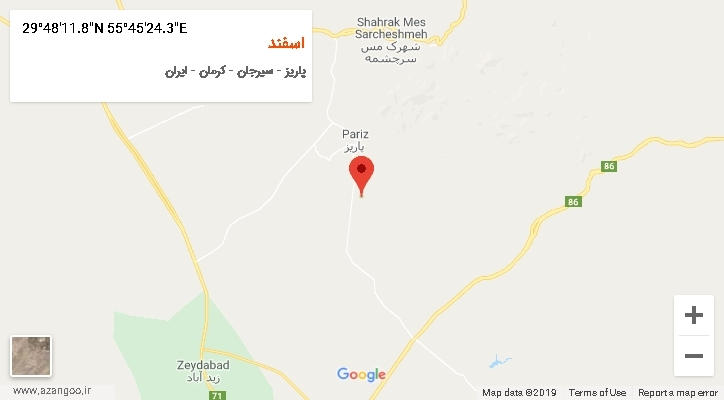 روستای اسفند بر روی نقشه