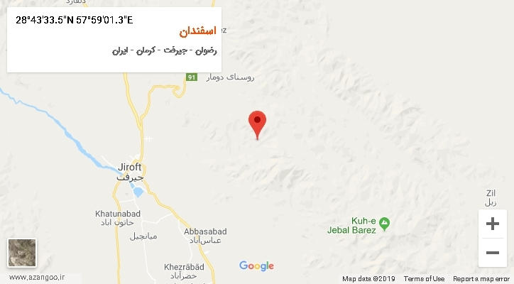 روستای اسفندان بر روی نقشه