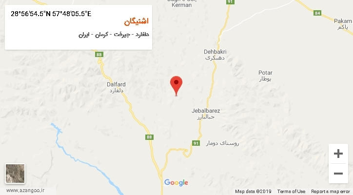 روستای اشنیگان بر روی نقشه