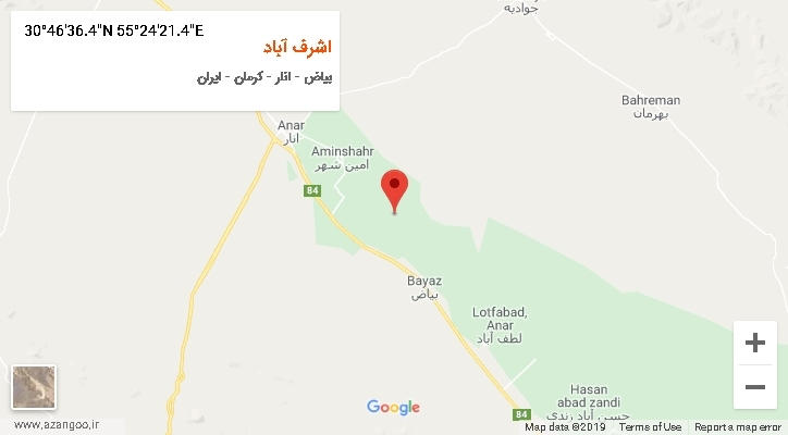 روستای اشرف آباد بر روی نقشه