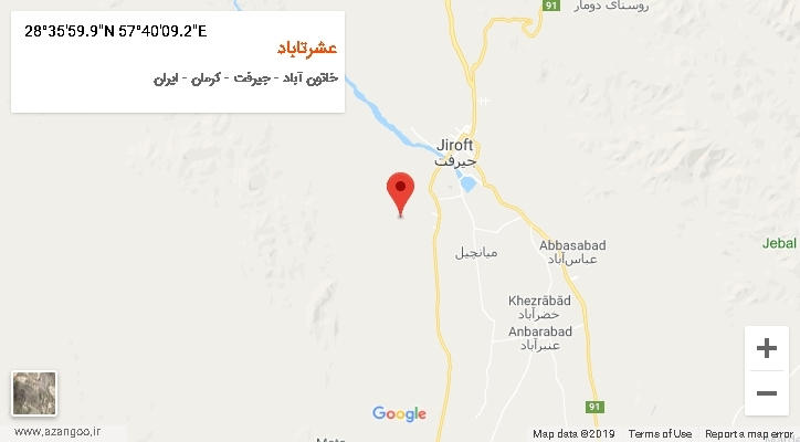 روستای عشرتاباد بر روی نقشه