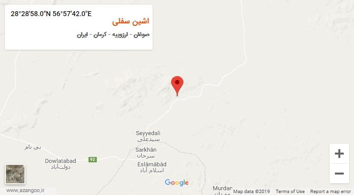 روستای اشین سفلی بر روی نقشه