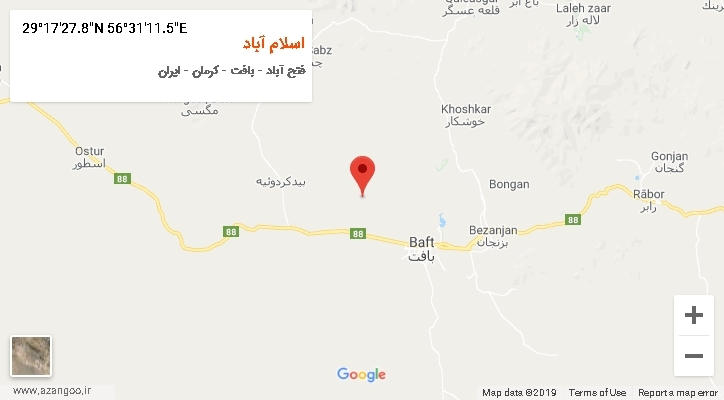 روستای اسلام آباد بر روی نقشه
