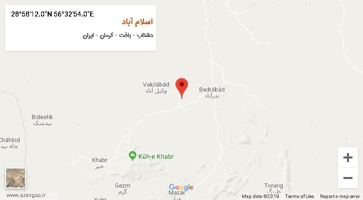روستای اسلام آباد بر روی نقشه