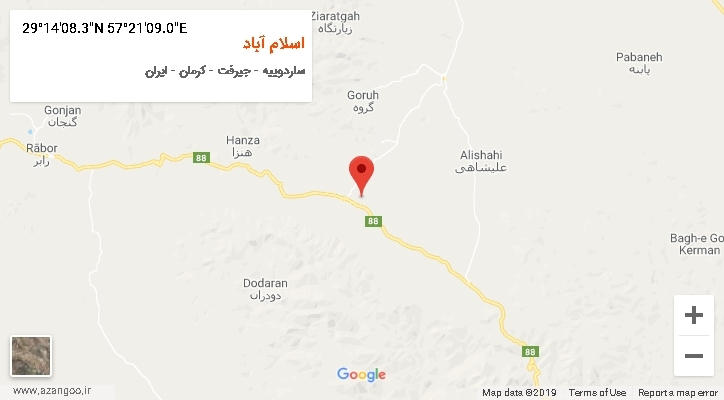 روستای اسلام آباد بر روی نقشه