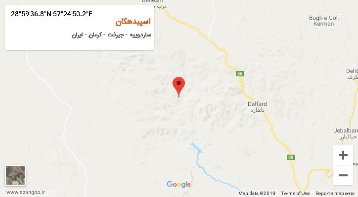 روستای اسپیدهکان بر روی نقشه