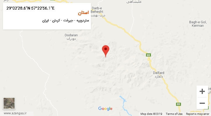 روستای استان بر روی نقشه
