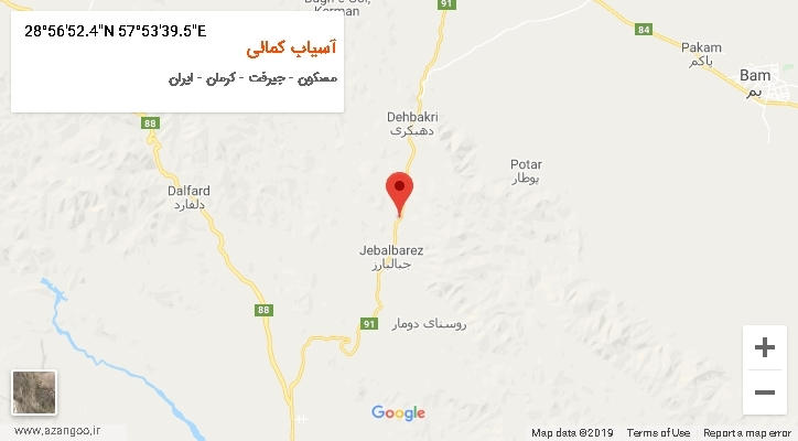 روستای آسیاب کمالی بر روی نقشه