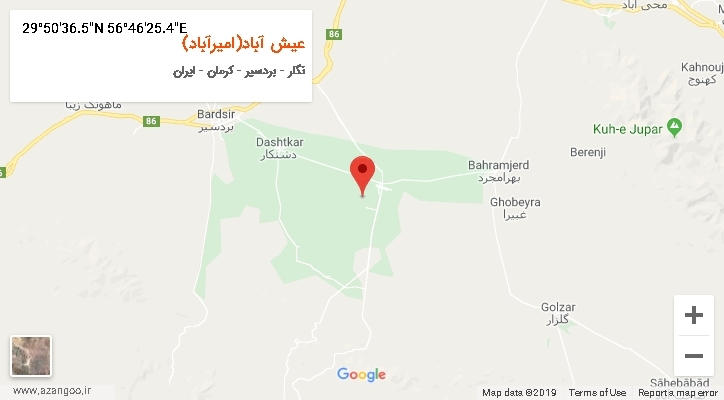 روستای عیش آباد(امیرآباد) بر روی نقشه