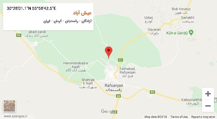 روستای عیش آباد بر روی نقشه