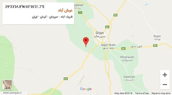 روستای عیش آباد بر روی نقشه