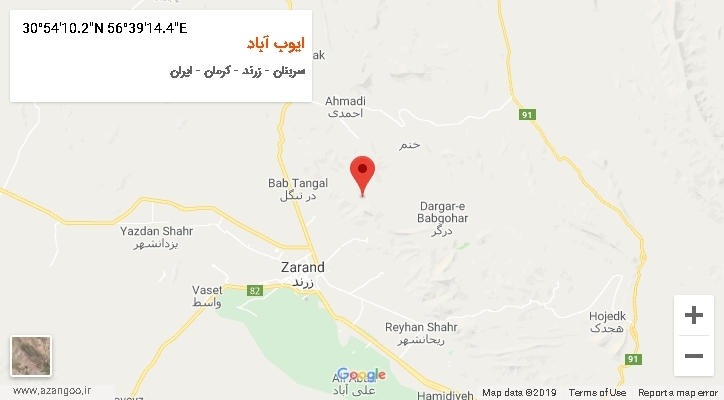 روستای ایوب آباد بر روی نقشه