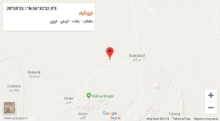روستای ایزدآباد بر روی نقشه