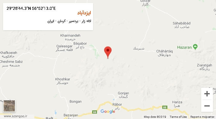 روستای ایزدآباد بر روی نقشه