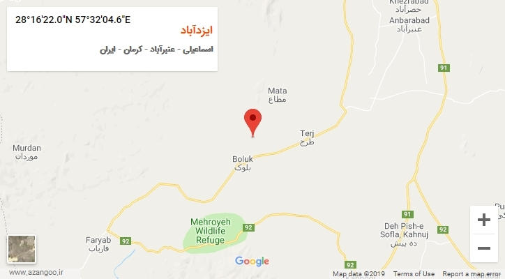 روستای ایزدآباد بر روی نقشه