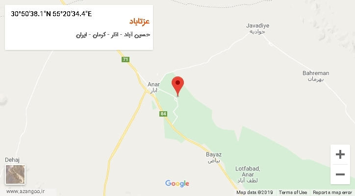 روستای عزتاباد بر روی نقشه