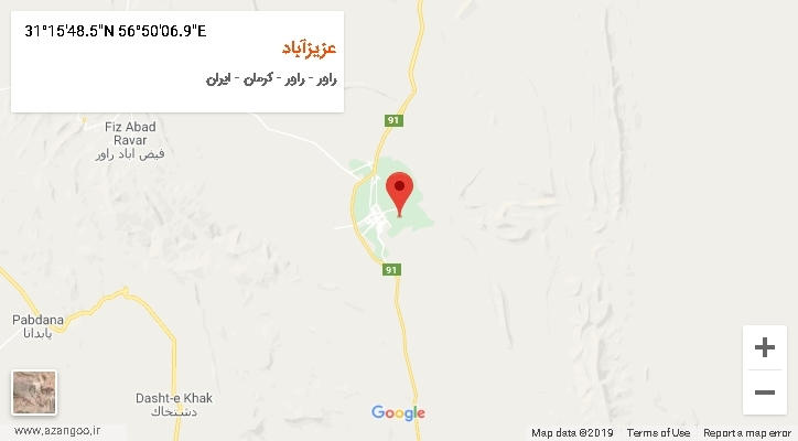 روستای عزیزآباد بر روی نقشه