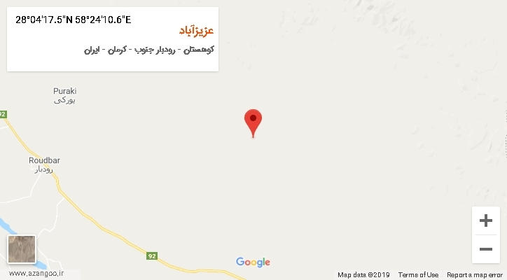 روستای عزیزآباد بر روی نقشه