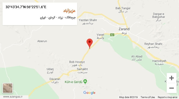 روستای عزیزآباد بر روی نقشه