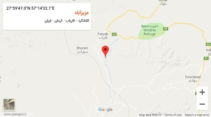 روستای عزیزآباد بر روی نقشه