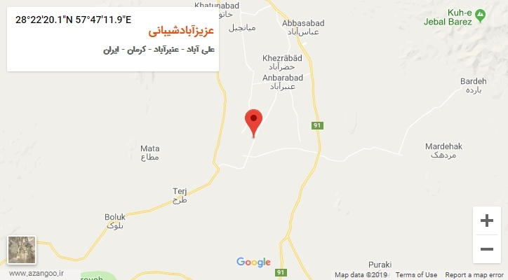 روستای عزیزآبادشیبانی بر روی نقشه