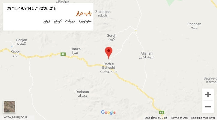 روستای باب دراز بر روی نقشه