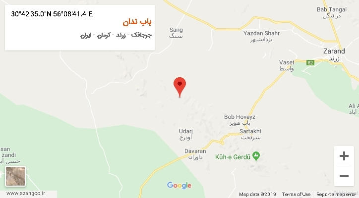 روستای باب ندان بر روی نقشه