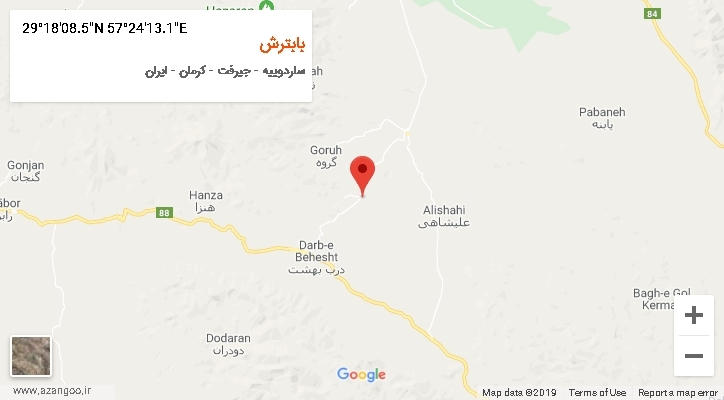 روستای بابترش بر روی نقشه