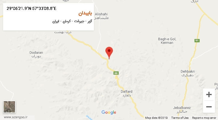 روستای بابیدان بر روی نقشه
