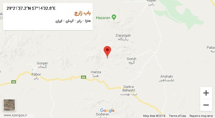 روستای باب زارج بر روی نقشه