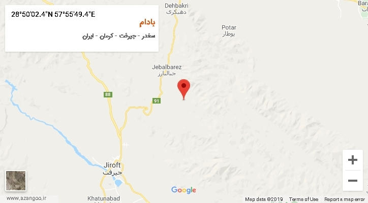 روستای بادام بر روی نقشه