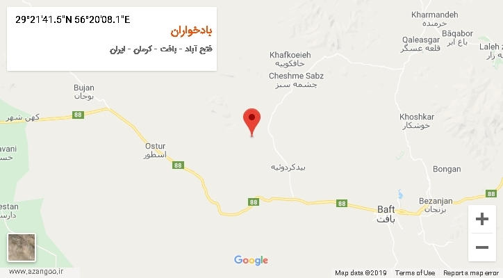 روستای بادخواران بر روی نقشه