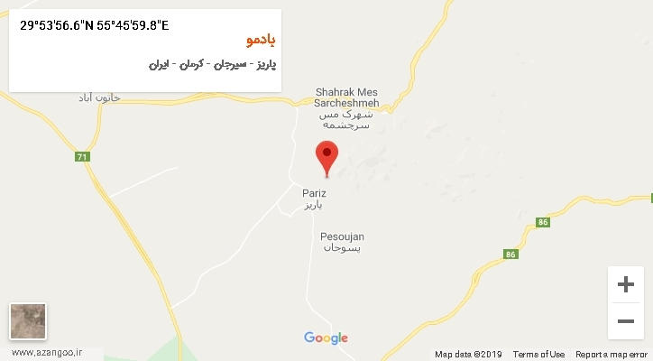 روستای بادمو بر روی نقشه