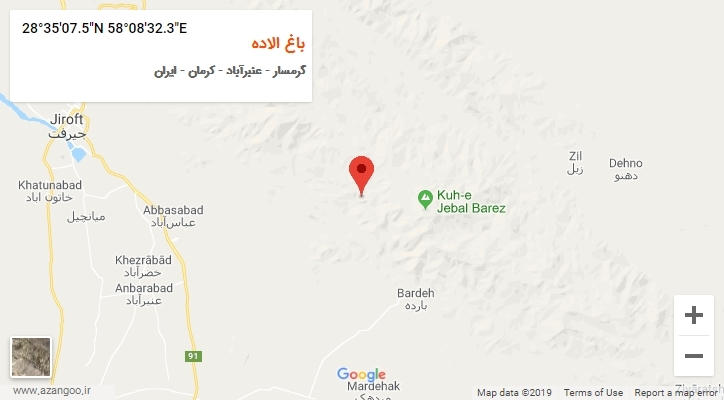 روستای باغ الاده بر روی نقشه