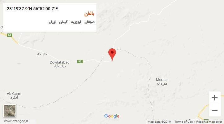 روستای باغان بر روی نقشه