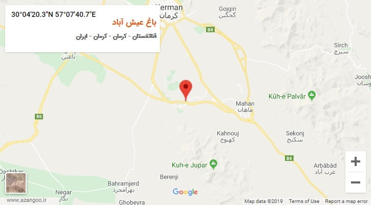 روستای باغ عیش آباد بر روی نقشه