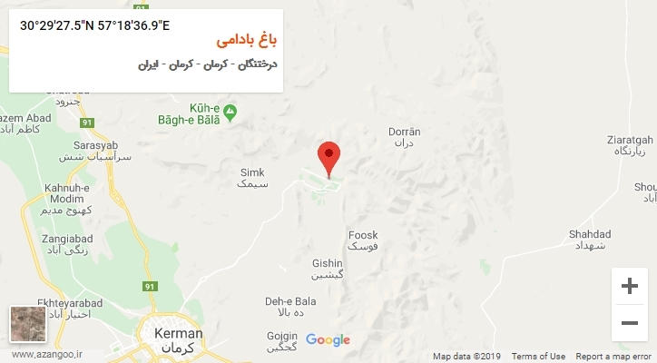 روستای باغ بادامی بر روی نقشه