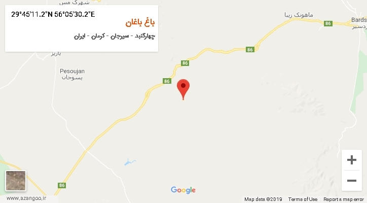 روستای باغ باغان بر روی نقشه