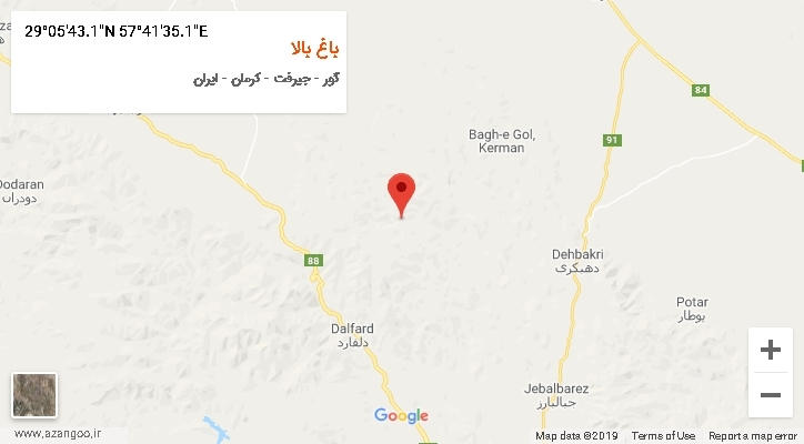 روستای باغ بالا بر روی نقشه