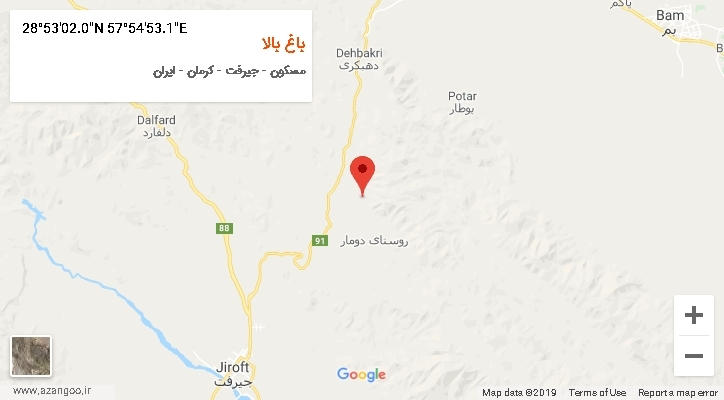 روستای باغ بالا بر روی نقشه
