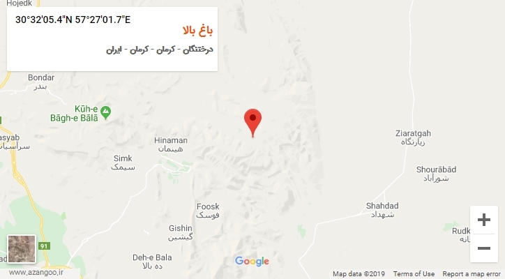 روستای باغ بالا بر روی نقشه