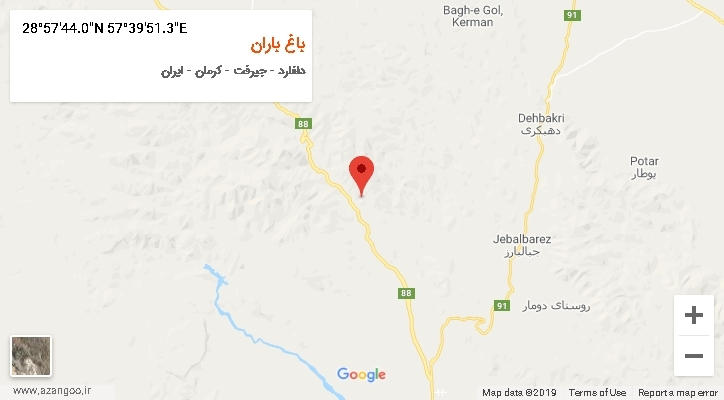 روستای باغ باران بر روی نقشه