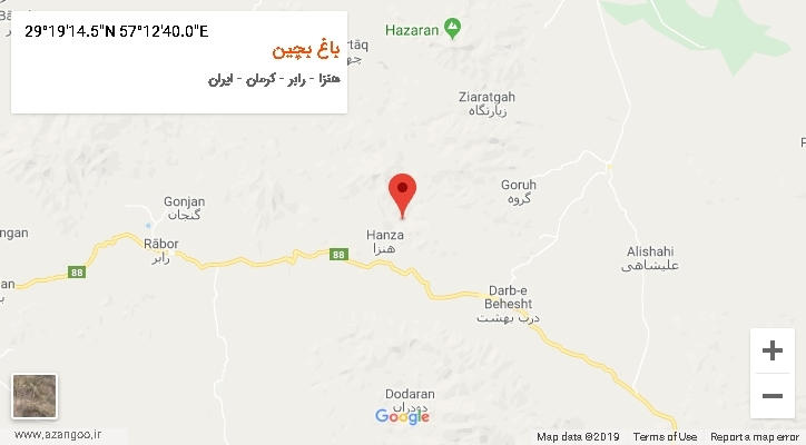 روستای باغ بچین بر روی نقشه