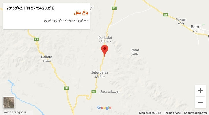 روستای باغ بغل بر روی نقشه