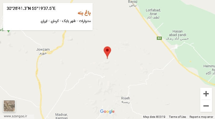 روستای باغ بنه بر روی نقشه