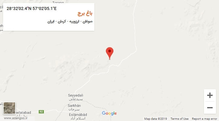 روستای باغ برج بر روی نقشه