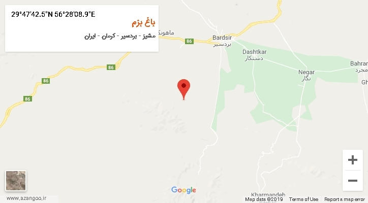 روستای باغ بزم بر روی نقشه